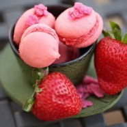 Rose-Strawberry Macaron Macaron with Strawberry Creme filling
