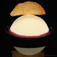 A Birthday Gift: Tangy Rose-Vanilla Bean- Panna Cotta with Red Current Coulis Gel
