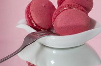 Pomegranate-White Chocolate Macarons, Baking to Bring Forth Pinktober Awareness