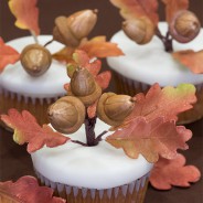 Apple Cider Cupcakes with Acorns and Oak Leaves