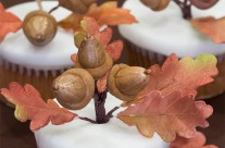 Apple Cider Cupcakes with Acorns and Oak Leaves
