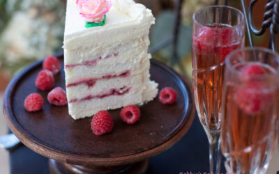 DF’s Wedding Ring, Silky White Cake with Raspberry Filling and White Chocolate Frosting